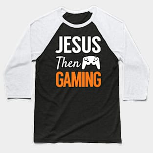 Jesus Then Gaming, Fun Christian Video Game Premium Baseball T-Shirt